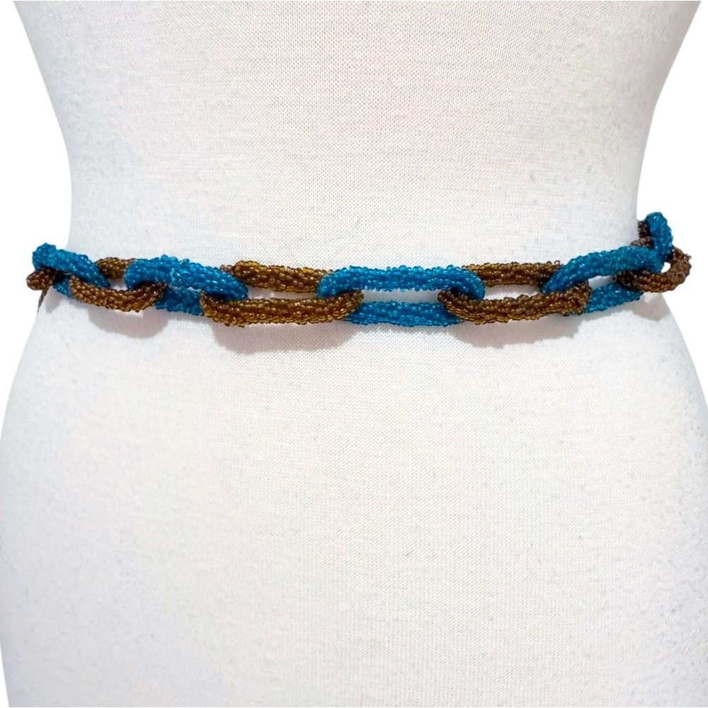 Vintage Seed Bead Colorblock Link Belt